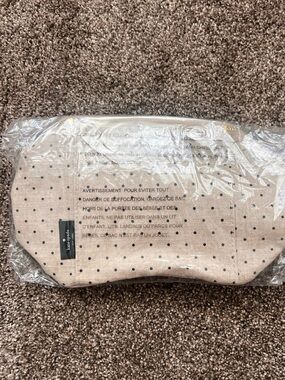 Kate Spade Polka Dot Cosmetic Pouch - Beige with Black Dots